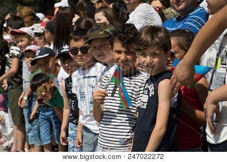 Baku, Azerbaijan - June 26 2018 - Military Parade In Baku, Azerbaijani People Celebrating 100Th Anni