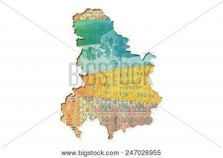 500 Serbian Dinar Note Obverse In Shape Of Serbia