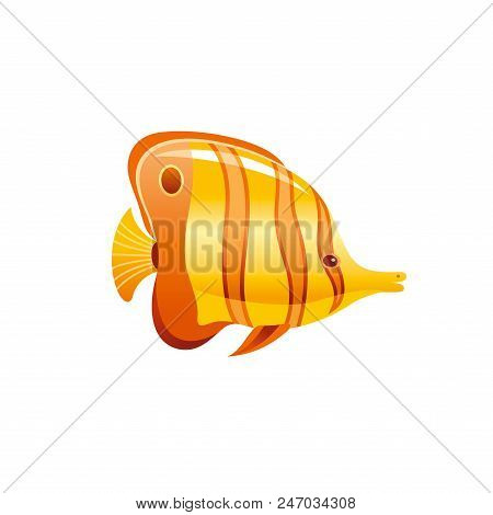 Vector Illustration Eps10, Isolated On White Background. Realistic Sea Animal Symbol, 3d Butterfly F