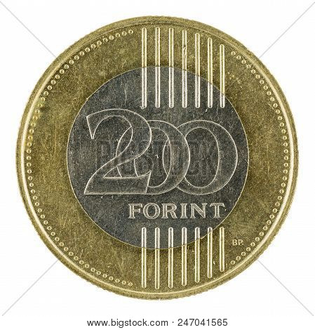 200 Hungarian Forint Coin (2009) Isolated On White Background