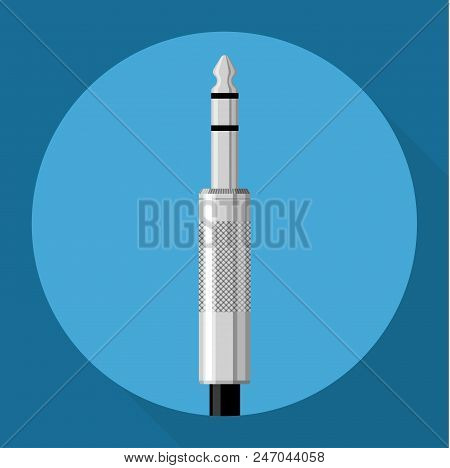 Flat Design Audio Connector Plug Jack Cable Connector Long Shadow Vector Icon