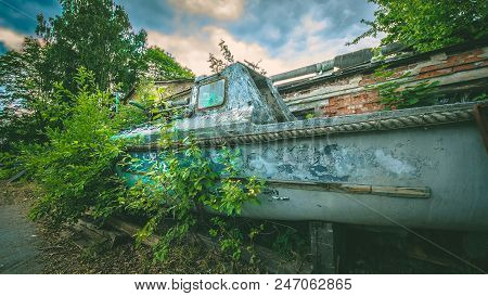 Rustry Old Boat With Vehicle  Rustry Motor Engine
