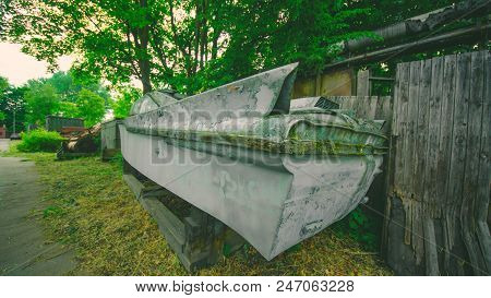 Rustry Old Boat With Vehicle  Rustry Motor Engine