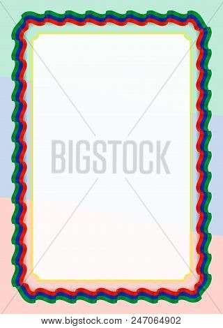 Frame And Border Of Ribbon With Dagestan Flag, Template Elements For Your Certificate And Diploma. V