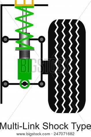 Car High Performance Suspensions System. Illustration On White Isolate.