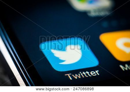 Kharkiv, Ukraine - 23 April, 2018: application icon twitter on a smartphone screen