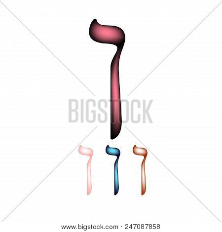 Hebrew Font. The Hebrew Language. The Letter Nun Sofit. Vector Illustration On Isolated Background.