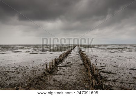 Danish Wadden Sea On Cloudy Day