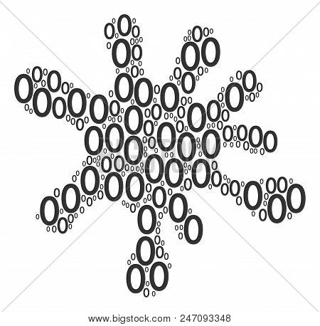 Spot Area Formed With Zero Digit Elements In Different Sizes. Abstract Vector Splat Illustration. Ze