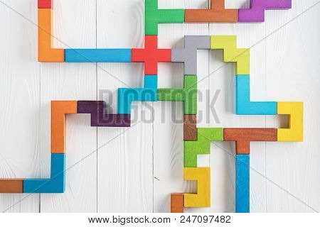 Colorful Maze On White Background. The Concept Of A Business Strategy, Analytics, Search For Solutio