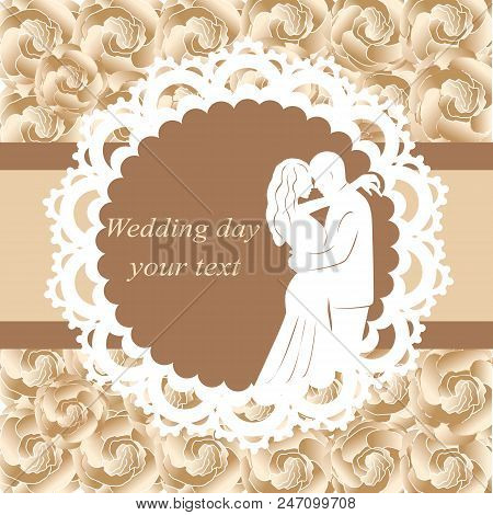 Invitation Card With The Bride And Groom In Vintage Style. Bride And Groom. Wedding Invitation. Vect