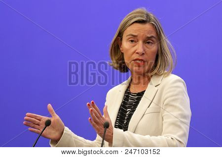 Sofia, Bulgaria - 5 May 2018: High Representative Of The Union For Foreign Affairs And Security Poli