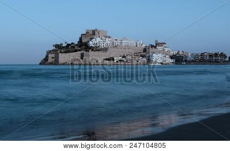 Old Town On The Sea. The Castle Of Peniscola, Located On Costa Del Azahar In The Castellon Province 