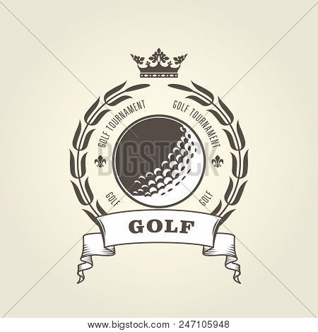 Golf Tournament Emblem Or Blazon -  Golf Ball And Laurel Wreath