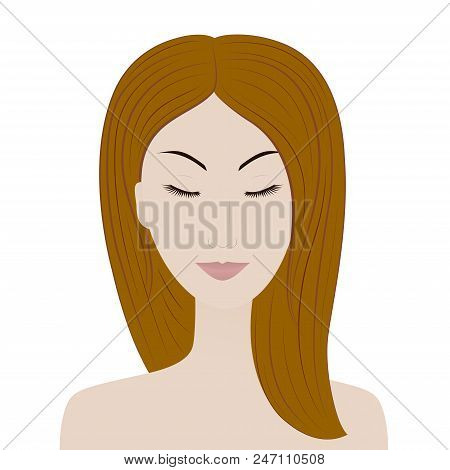 Beautiful Girl With Closed Eyes On White Background. Vector Illustration