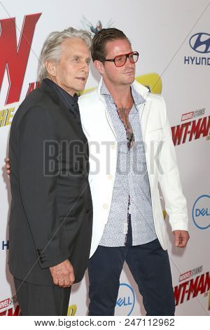LOS ANGELES - JUN 25:  Michael Douglas, Cameron Douglas at the Ant-Man and the Wasp Premiere at the El Capitan Theater on June 25, 2018 in Los Angeles, CA