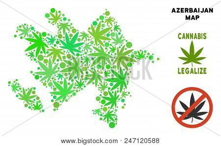 Royalty Free Cannabis Azerbaijan Map Collage Of Weed Leaves. Concept For Narcotic Addiction Campaign