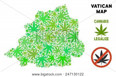 Royalty Free Marijuana Vatican Map Mosaic Of Weed Leaves. Template For Narcotic Addiction Campaign A