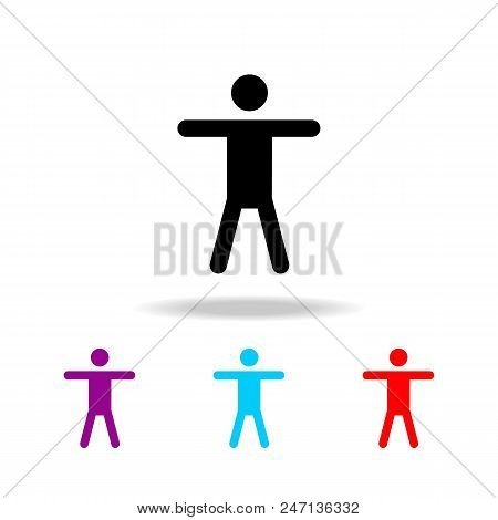 Silhouette Of A Man Who Raised His Hands Icon. Elements Of People In Different Activities In Multi C
