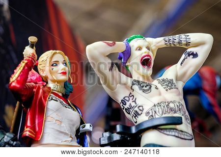 Russia, St.petersburg - May 05, 2018: Joker And Harley Quinn Doll Suicide Squad