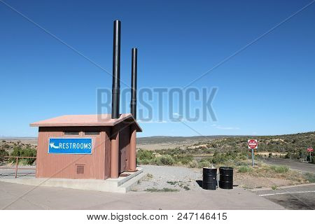 Highway Rest Stop In The U.s. Public Restrooms.