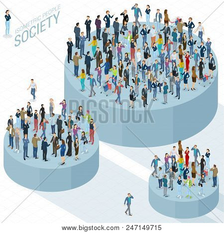 Flat Design 3d Isometric Business Infographic  Vector Template Made Of Chart And Business People Var