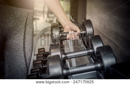 Weight-lifting And Exercise In Fitness, Healthy Sport, Fit And Firm