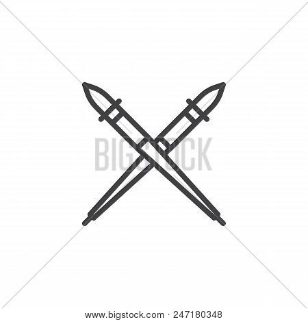 Fude Outline Icon. Linear Style Sign For Mobile Concept And Web Design. Japanese Paint Brush Simple 