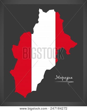 Moquegua Map With Peruvian National Flag Illustration