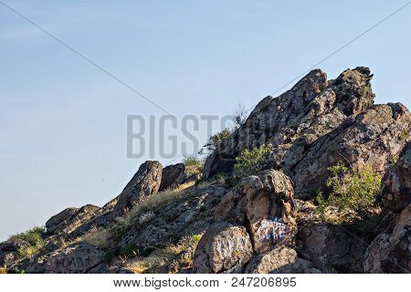 Southern Bug River Rocks Landscape In Migeya, Ukraine.