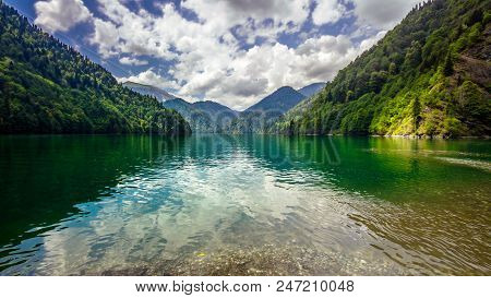 Big Rizza Lake In The Abhazia Mountains
