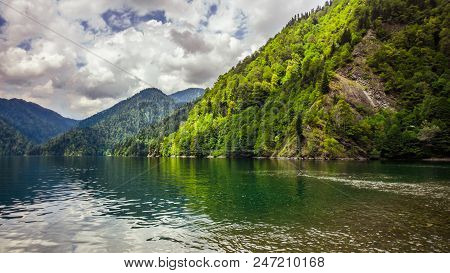 Big Rizza Lake In The Abhazia Mountains
