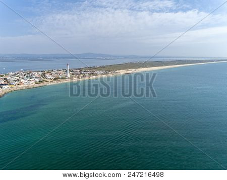 Aerial View Of Beautiful Ilha Do Farol (lighthouse Island), In Ria Formosa Famous Nature Destination