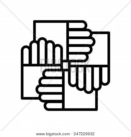 Partnership Collaboration Help Vector Line Icon Illustration