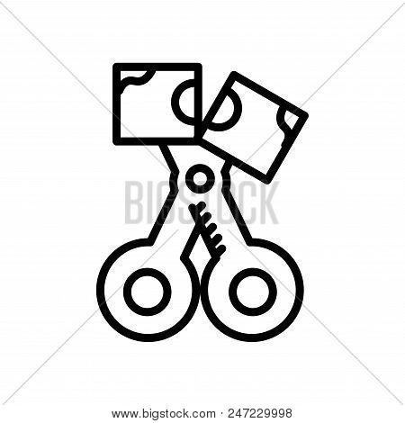 Bank Note And Scissors Line Icon Vector