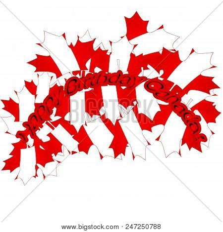 Canada Day Vector Illustration. Happy Canada Day Holiday Invitation Design. Red Leaf Isolated On A W