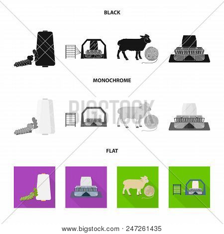 Cotton, Coil, Thread, Pest, And Other  Icon In Black, Flat, Monochrome Style. Textiles, Industry Gea