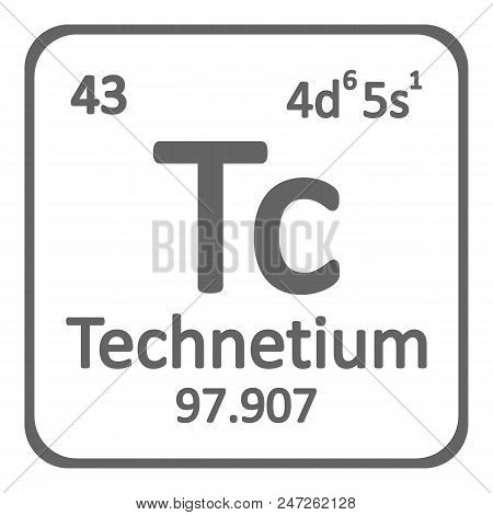 Periodic Table Element Technetium Icon On White Background. Vector Illustration.