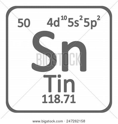 Periodic Table Element Tin Icon On White Background. Vector Illustration.
