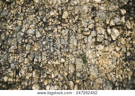 Textured Stone Background Rubble Ballast In Natural Form In The Rock Wall.