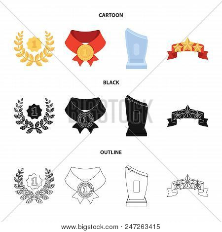 Winner For The First Place In The Competition, A Crystal Prize, A Ribbon With The Stars, A Medal On 