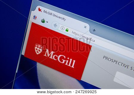 Ryazan, Russia - June 26, 2018: Homepage Of Mcgill Website On The Display Of Pc. Url - Mcgill.ca