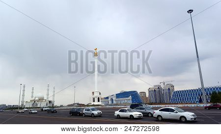 Astana, Kazakhstan - October 4, 2017: View Of Independence Square In Astana