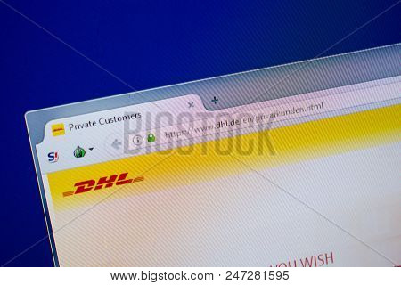 Ryazan, Russia - June 26, 2018: Homepage Of Dhl Website On The Display Of Pc. Url - Dhl.de