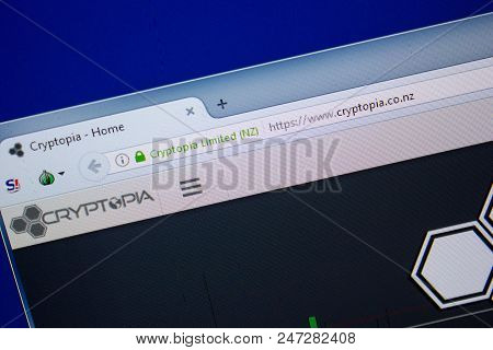 Ryazan, Russia - June 26, 2018: Homepage Of Cryptopia Website On The Display Of Pc. Url - Cryptopia.