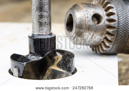 Milling Cutter For Fixing Hinges In Chipboard. Joinery Accessories For Furniture Construction.