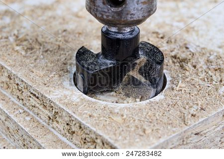 Milling Cutter For Fixing Hinges In Chipboard. Joinery Accessories For Furniture Construction.