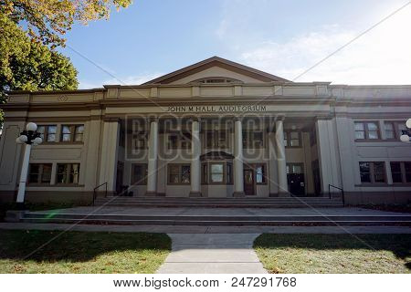 Bay View, Michigan / United States - October 17, 2017: The John M. Hall Auditorium Is Home To Sunday