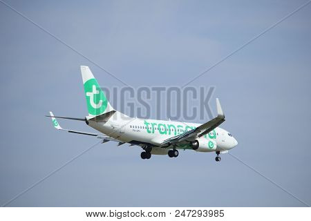 Amsterdam, The Netherlands - July 21st 2016: Ph-xrv Transavia Boeing 737,  Approaching Polderbaan Ru