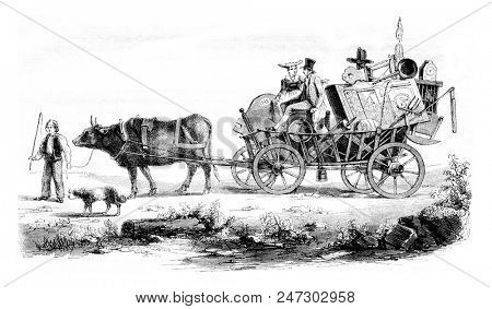 The dowry of a Lucerne peasant, vintage engraved illustration. Magasin Pittoresque 1844.